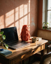 Wave Flow Vase – on a work desk in morning sun