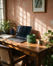 Wave Flute Planter – on a work desk in morning sun