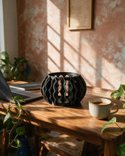 Wave Rib Orchid Planter – on a work desk in morning sun