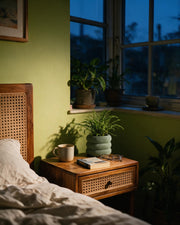 Wave Ring Planter – at night on a bedside table