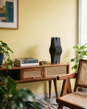 Wave Slab Fin Vase – styled on a console