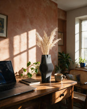 Wave Slab Fin Vase – on a work desk in morning sun