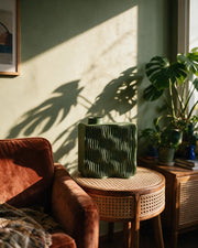Wave Slab Vase – on a side table at golden hour