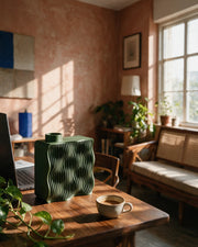 Wave Slab Vase – on a work desk in morning sun
