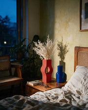 Wave Window Vase – at night on a bedside table