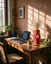 Wave Window Vase – on a work desk in morning sun