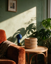Wavy Ring Orchid Planter – on a side table at golden hour