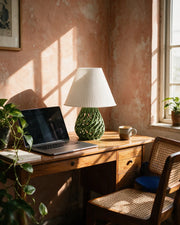 Web Base Table Lamp – on a work desk in morning sun