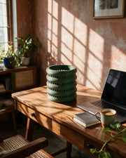 Window Band Orchid Planter – on a work desk in morning sun