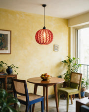 Woven Orb Pendant Light – styled on a console