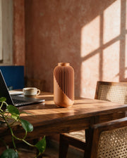 Wrap Rib Vase – on a work desk in morning sun