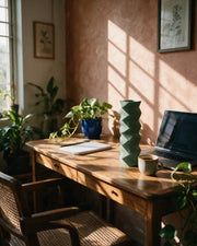 Zigzag Column Vase – on a work desk in morning sun