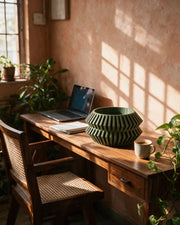 Zigzag Hex Planter – on a work desk in morning sun