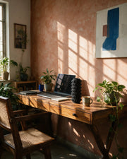 Zigzag Pleat Vase – on a work desk in morning sun