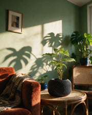 Zigzag Ridge Planter – on a side table at golden hour